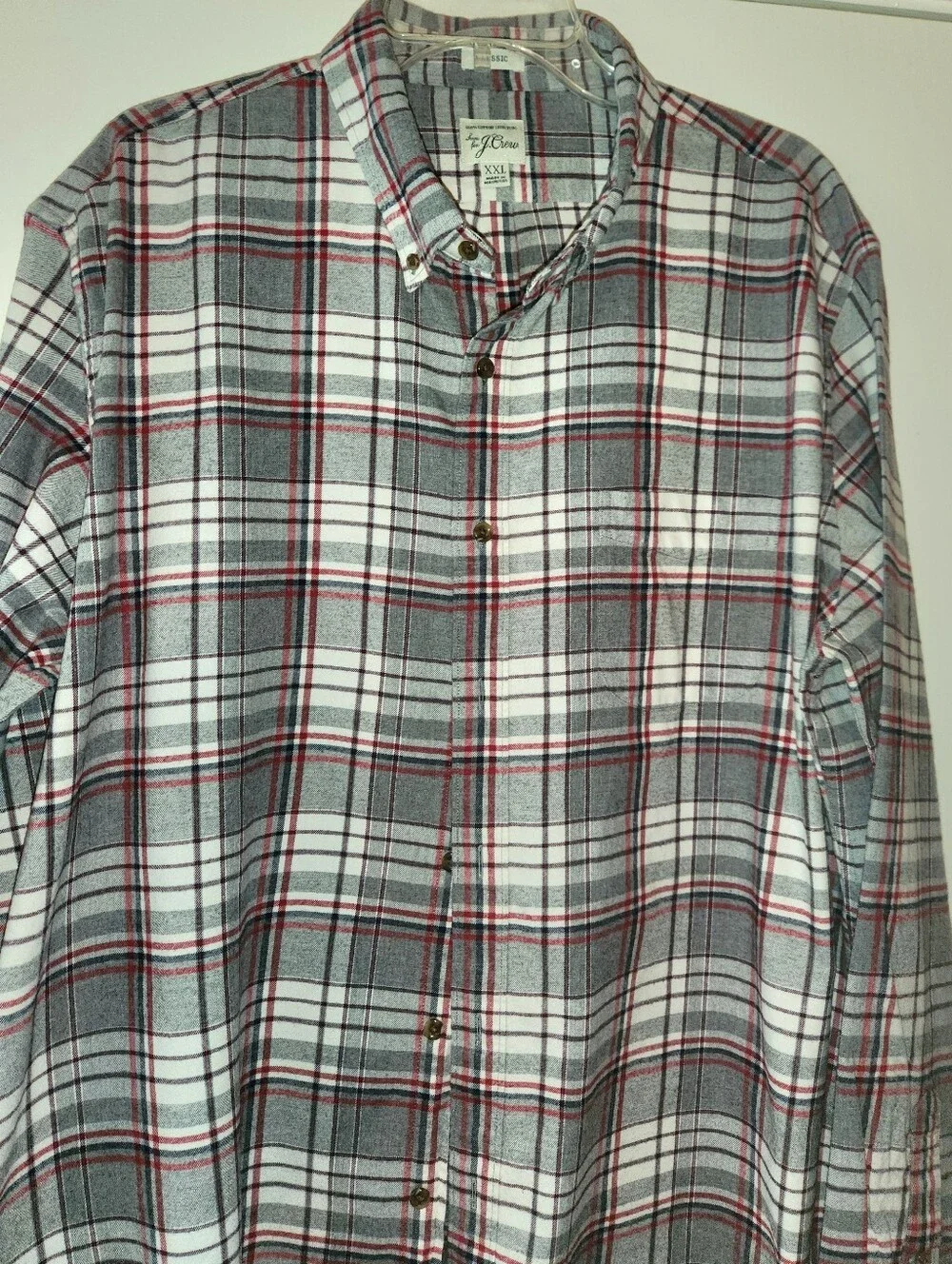 J. Crew Flannel Gray Plaid Men's Shirt Size XXL EUC $28